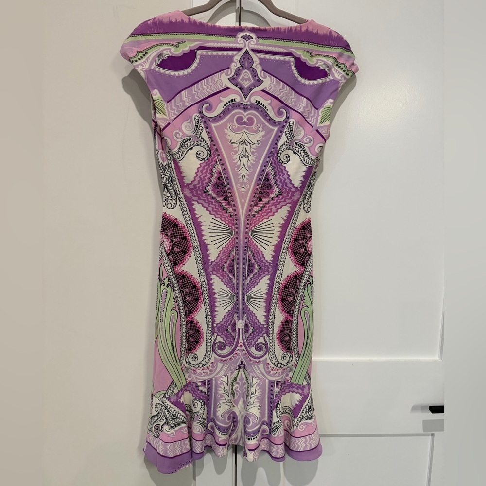 ROBERTO CAVALLI JACQUARD PRINT TRUMPET MINI DRESS Size 42 US 6 / 8 medium - Picture 8 of 16